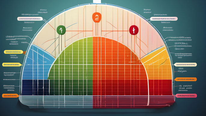 A colorful diagram showing a spectrum with overlapping categories, illustrating how fuzzy logic allows for nuanced decision-making across different levels rather than clear-cut divisions.